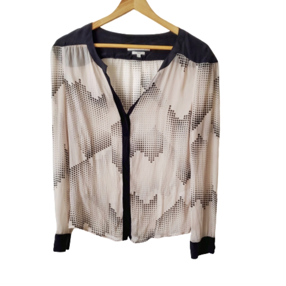 MONK & LOU Button Down Shirt Sheer Silk Size S